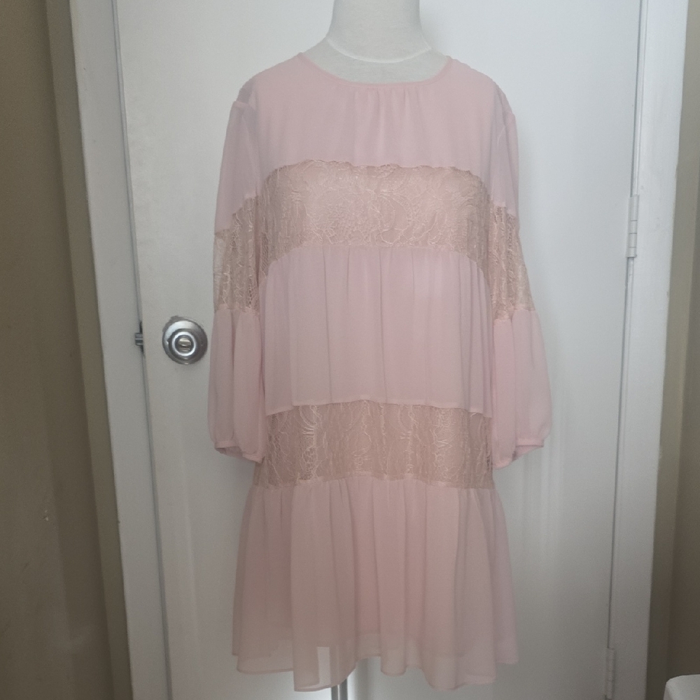 BCBGeneration Rose Smoke Dress With Lace Panels